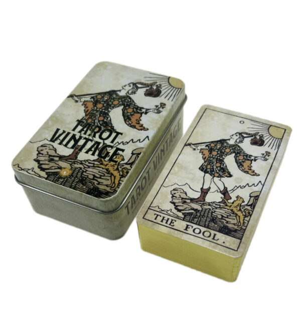 Tarot cards Vintage in Metal Tin Box.