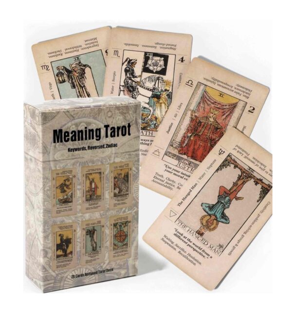 Tarot Antiqued Card With Meaning